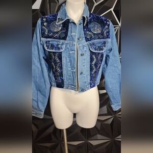 Embroidered Denim Jacket - Blue